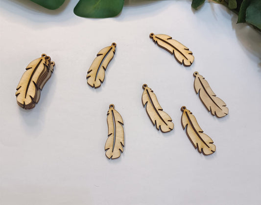 30pcs of Feather Shape DIY Unfinished Wood Jewelry,Laser Cut Natural Wood Earrings Blanks,Wood Feather Shapes (2'')
