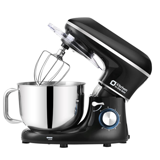 Kitchen in the box Stand Mixer, 6.5QT 660W Electric Kitchen Mixer, 6-Speed Tilt-Head Food Mixer with Dough Hook, Wire Whip, Beater, Dishwasher Safe (Black)