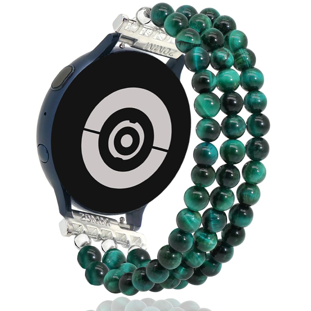 LuReen Beaded Bracelet Band Compatible with Galaxy Watch 7/6/5/4 40mm 44mm/Watch 6 Classic 43mm 47mm/Watch 5 Pro 45mm/Watch 4 Classic/Active 2 Band, 20mm Elastic Stretchy Strap Wristband for Women