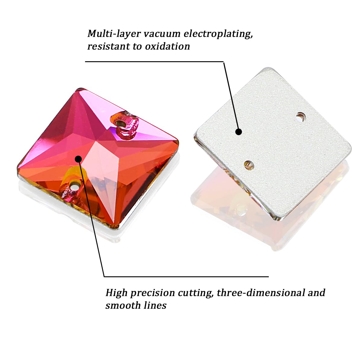 DONGZHOU Flatback Sew On Rhinestones,Crystal Sewing Beads with Holes Flatback Glass Rhinestones Crystal Gems Dress Accessories for Costume, Clothes, Garments, DIY Crafts