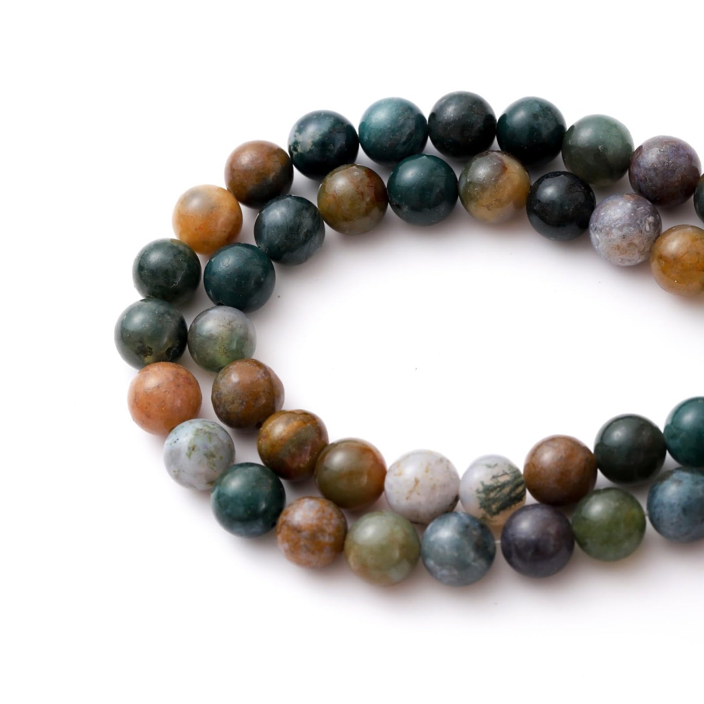 8mm 45pcs DIY Natural Indian Agate Stone Beads Round Healing Crystal Gemstone Loose Beads for Jewelry Making Handmade Bracelet Necklace