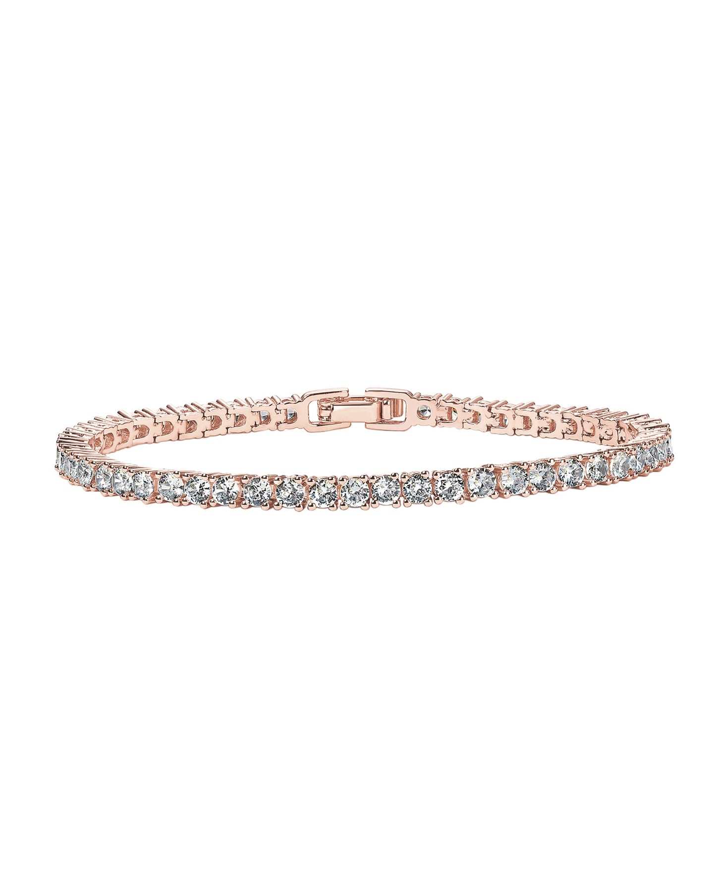 PAVOI 14K Rose Gold Plated Tennis Bracelets for Women - 3mm Cubic Zirconia Classic Gold Tennis Bracelets for Women and Men - Trendy CZ Jewelry Gifts - Size 7.5 Inches