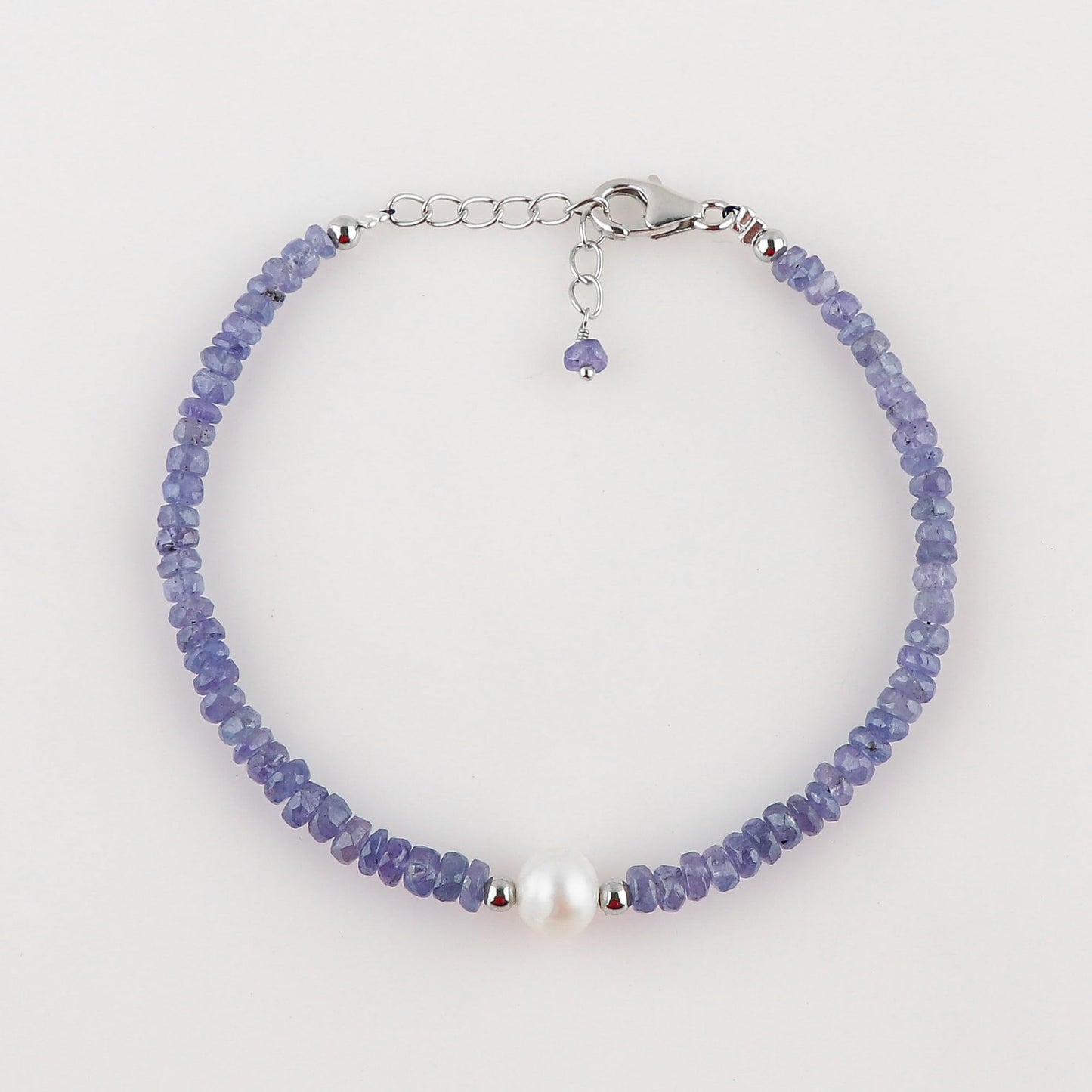 CRYSTALIS Natural Tanzanite And Freshwater Pearl Beaded Bracelet, Elegant Beads Crystal, Chakra Bracelet, Healing Bracelet, Gemstone Jewelry, 925 Sterling Silver 8 inch