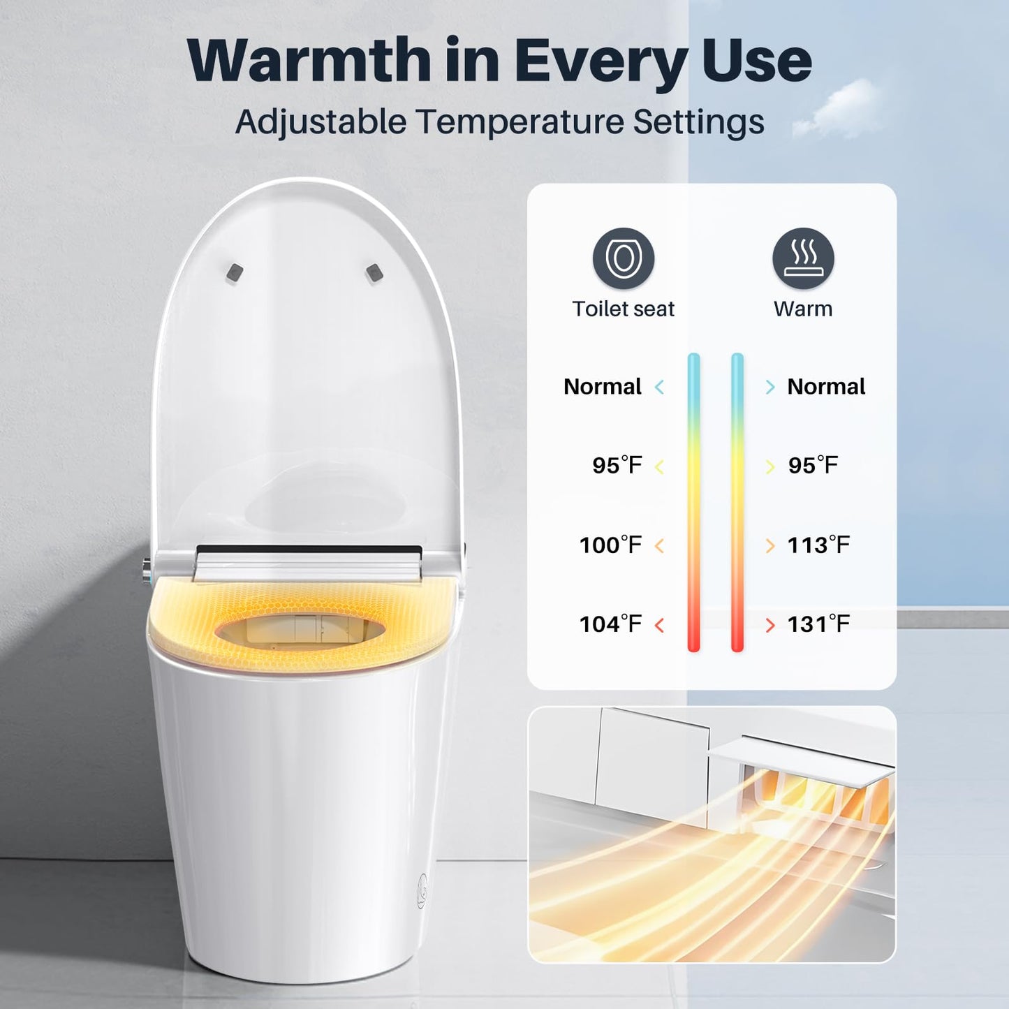 Bazyths Smart Toilet with Bidet Built in Tank, Auto Open Close Lid, 12" Rough In, Heated Seat Foot Sensor, Rear & Feminine Wash Warm Water Air Dryer Self Cleaning, One-Piece Elongated (ZY695A)