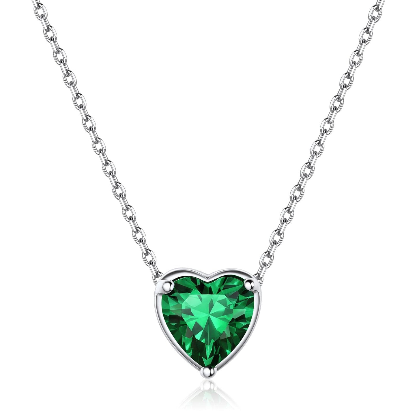 ChicSilver Emerald Necklace May Birthstone Necklace for Women Love Heart Necklaces Green Stone Necklaces for Women