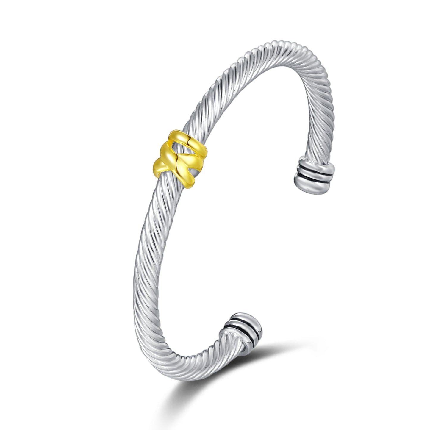 UNY Jewelry Bracelet Two Tone Criss Cross X Shape Infinity Classic Twisted Cable Bangle Designer Inspired Women Jewelry Christmas Gifts (Single Station)