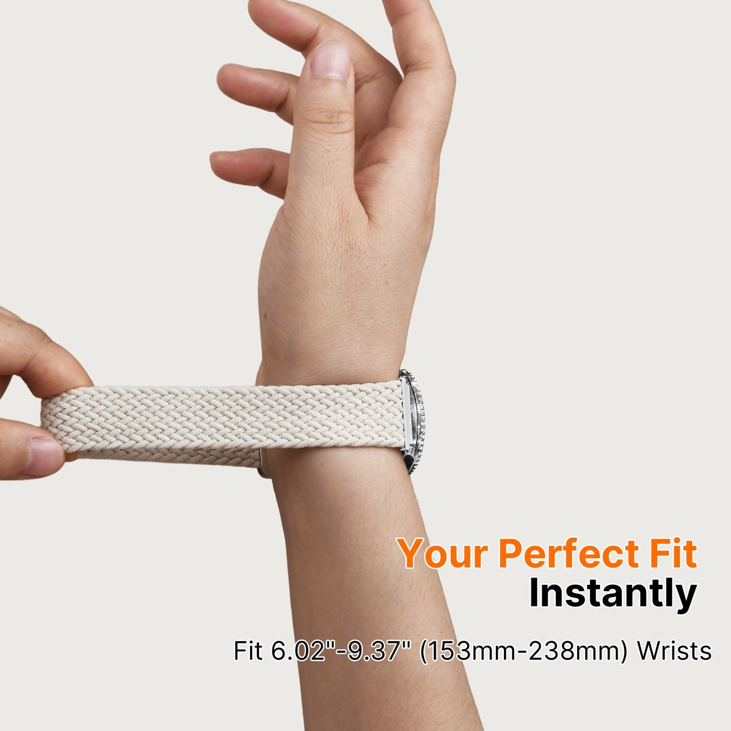 Fullmosa Magnetic Braided Watch Bands - 18mm 20mm 22mm Quick Release Watch Strap, Stretchy Nylon Solo Loop Compatible with Garmin Samsung Galaxy Amazfit for Men Women(20mm, Starlight+Black)