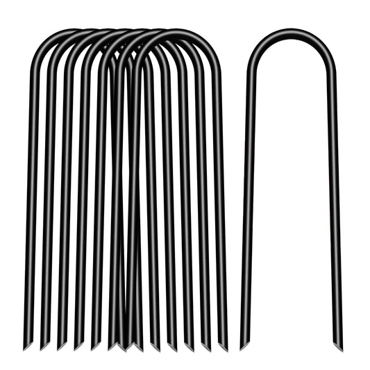 4 inch 25 Pack U Shape Black Garden Stakes,11 Gauge Garden Pins,U-Shaped Tent Stakes,Galvanized Landscape Staples for Yard Lawn,Tube, Landscape Fabrics,Irrigation Hose and Weed Barriers.
