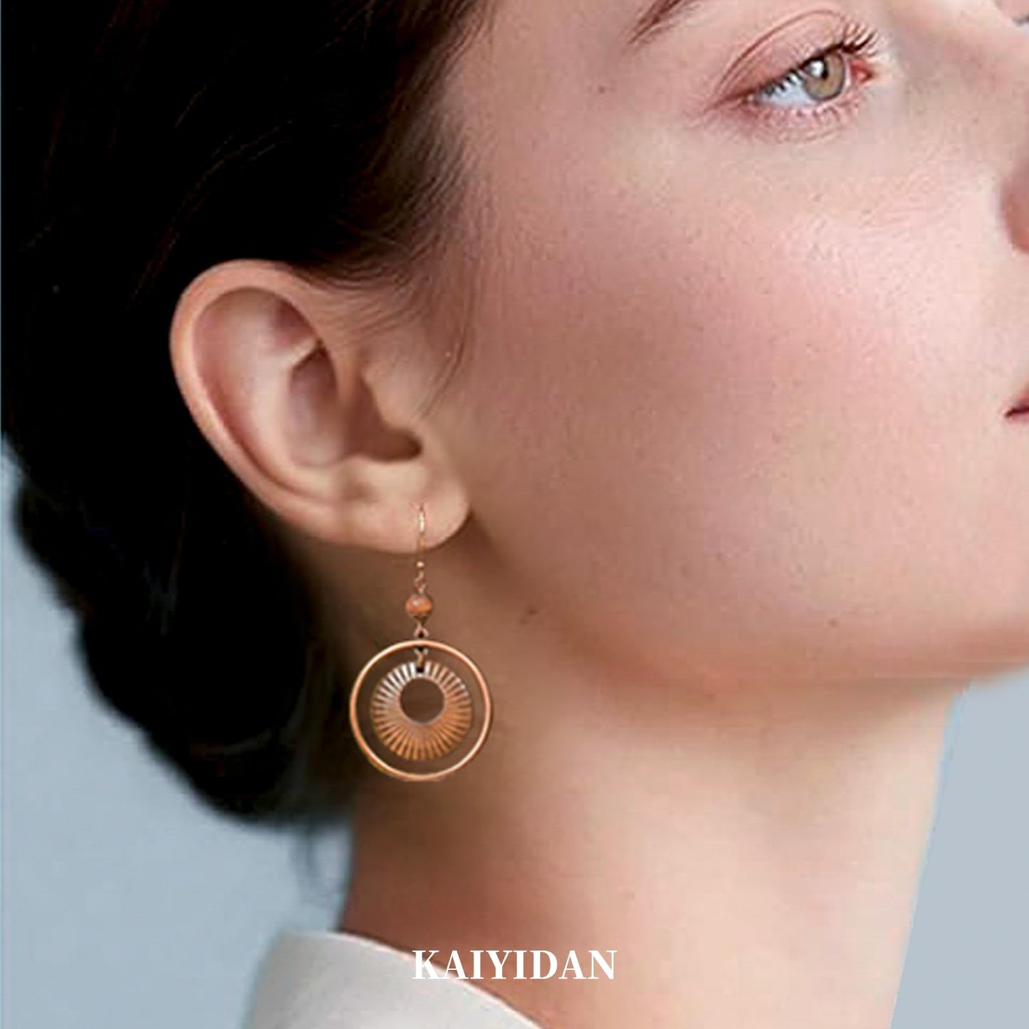 Silver/Gold Boho Dangle Statement Earrings for Women Trendy,Handmade Vintage Dainty Cute Long Drop Summer Earrings,fashion Accessories Jewelry Gifts (A69 Wooden Beads Hoop Bronze Earrings)