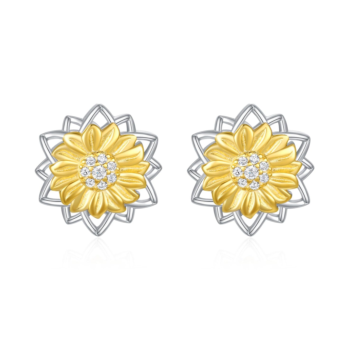 oGoodsunj Sunflower Necklace Jewelry Set fo Women Sterling Silver Anklet Bracelet Earrings You Are My Sunshine Pendant Gifts for Mom Daughter Wife (Stud Earring)