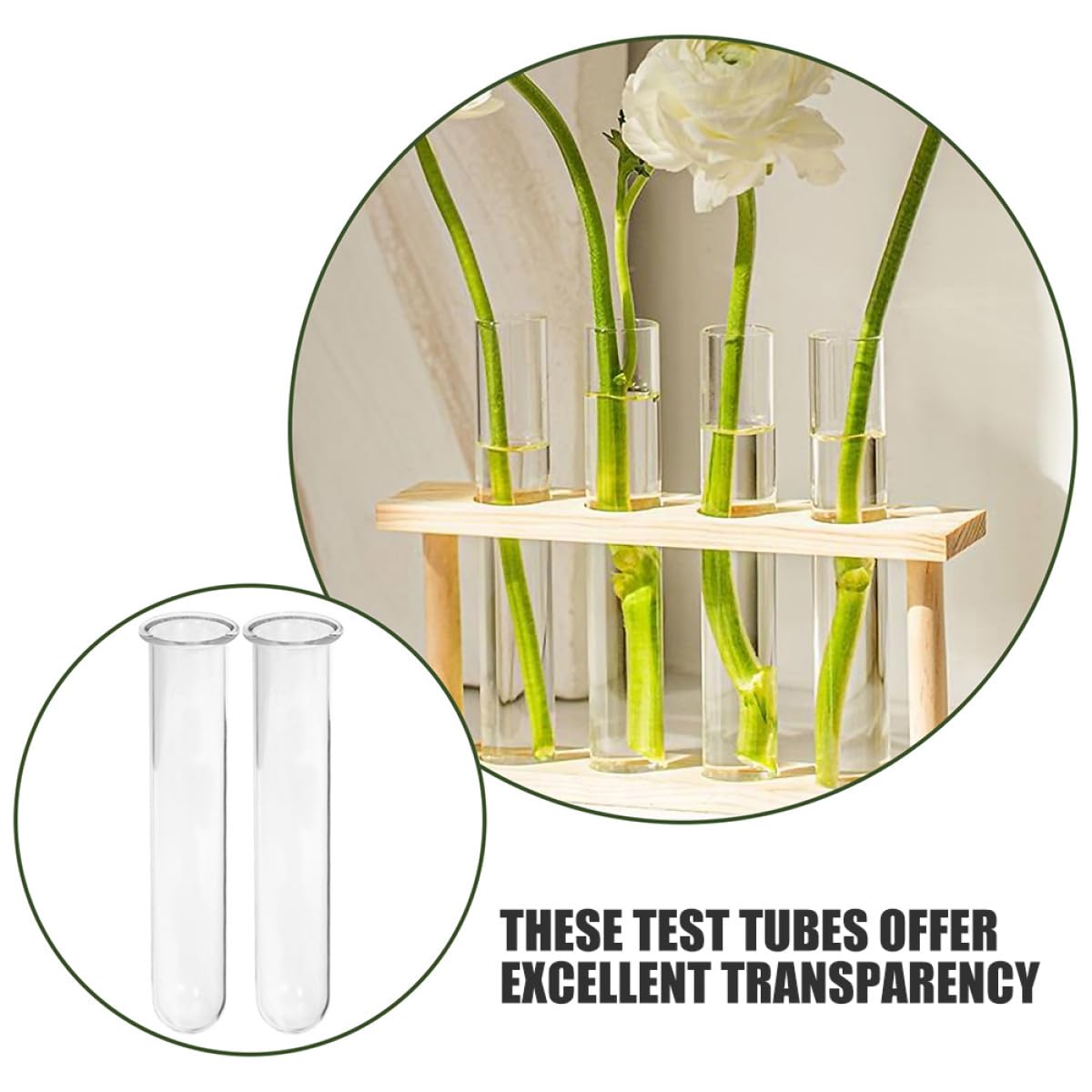 Operitacx 4pcs Glass Test Tube Hydroponic Vases Set 2.5x3x18cm Decorative Plant Propagation Holders for Desk and Wall Terrarium Home Garden Décor