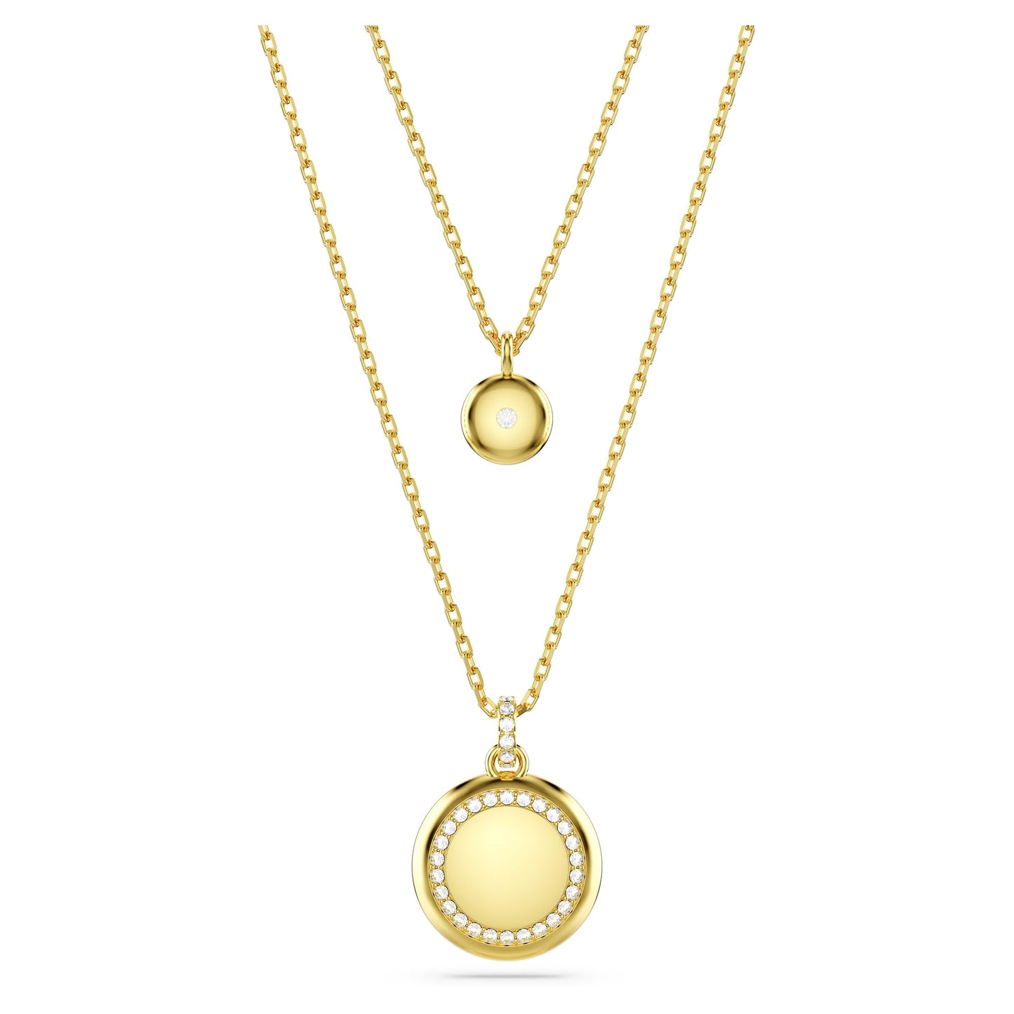 Swarovski Sublima Layered Pendant Necklace, Meteor Motif with Snow Pavé of Clear Round-Cut Crystals in a Gold-Tone Finished Setting, Part of the Sublima Collection