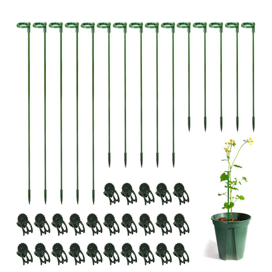 LUCKJUJU 30 Pcs Plant Support Stakes with 30 Pcs Plant Clips Garden Floral Flower Support Single Stem Support Stake for Phalaenopsis Orchid Flower Roses Amaryllis