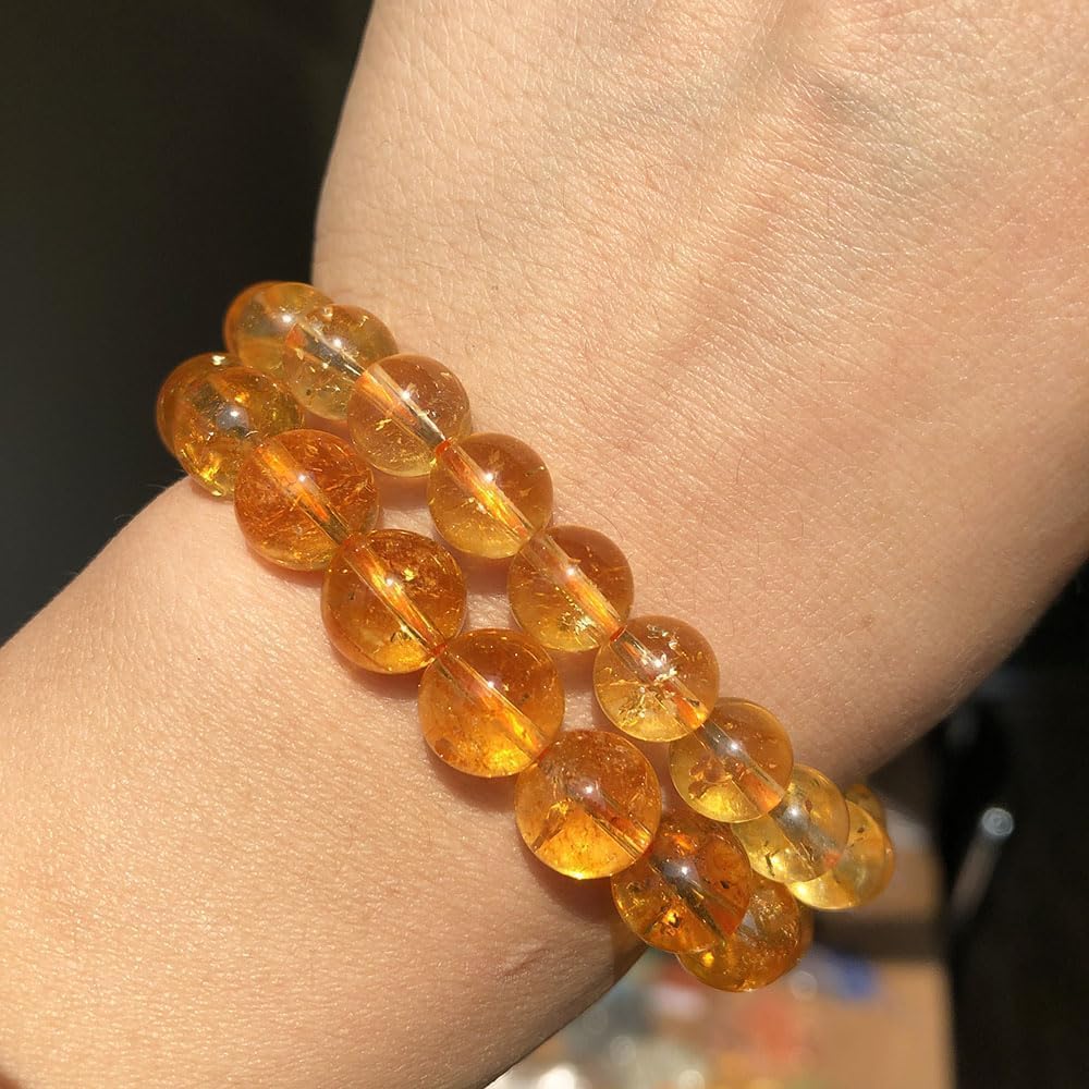 Yochus 45pcs Yellow Citrine Beads，8mm Healing Power Natural Stone Round Loose Beads for Jewelry Making Earring Necklace DIY Crafts