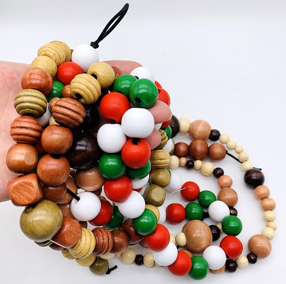 1020 Pcs Printed Wooden Bead Assorted African Beads, Loose Wood Beads Macrame Supplies, Natural Wooden Bead for Jewelry Bracelets Necklace Earring Making DIY Craft Project
