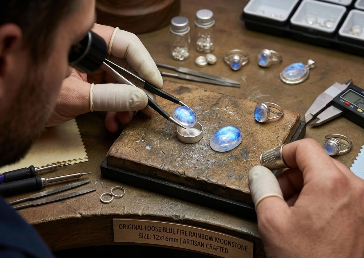 Myhealingworld Oval Shape Blue Fire Rainbow Moonstone AAA Quality Natural Calibrated 12x16mm Cabochon Loose Gemstone 2 pcs box.
