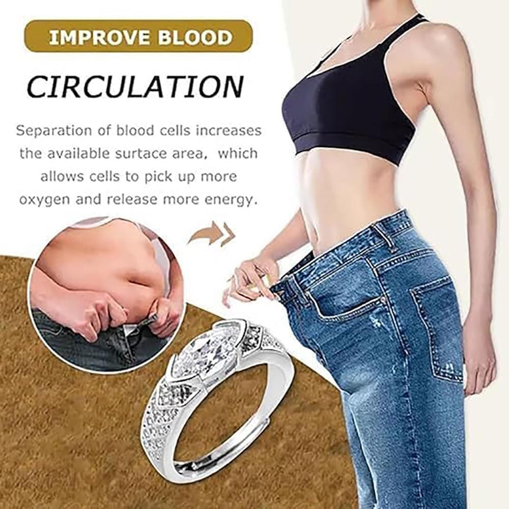 IMMUNOTRAX Adjustable Magnetic Moissanite Ring - Titanium Ion Wellness Jewelry for Energy Flow & Relaxation, Hypoallergenic Sparkling Gift for Women (White Gold, Size 7-10) (1Pcs)