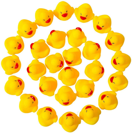 50-Pieces Float & Squeak Mini Duck Stress Relief Toys Stress Balls for Adult, Mini Round Eye Rubber Ducks Squeeze Fun for Birthday Party Office Christmas Stocking Stuffer Gift