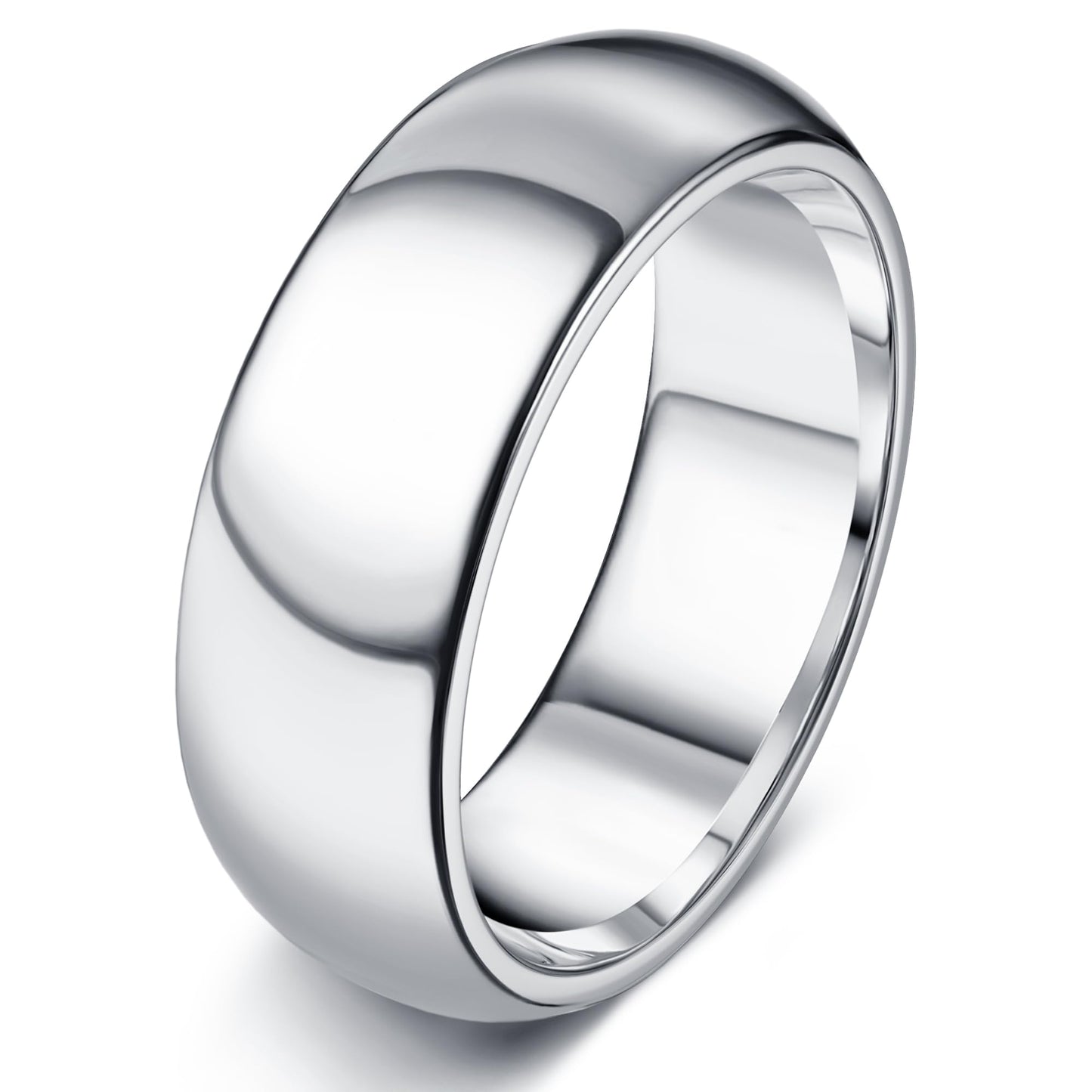 Florideco 8mm Stainless Steel Ring Wedding Bands for Women Mens Ring Wedding Band Plain Dome High Polished Size 10