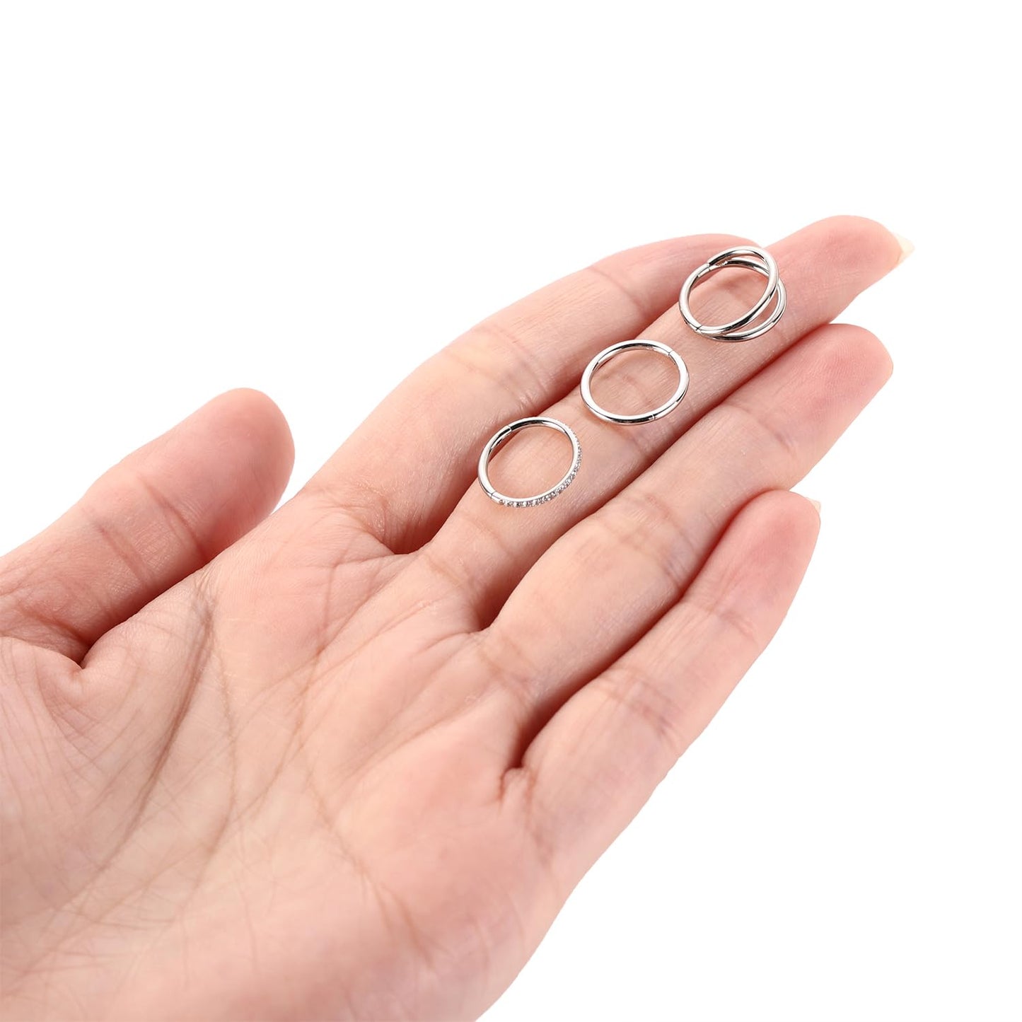 GAGABODY Septum Jewelry Seamless Double Hoop Conch Piercing 20 Gauge Nose Ring 20g Cartilage Earring with CZ Lip Rings 6mm Nose Hoop Surgical Steel Helix Earrings Silver
