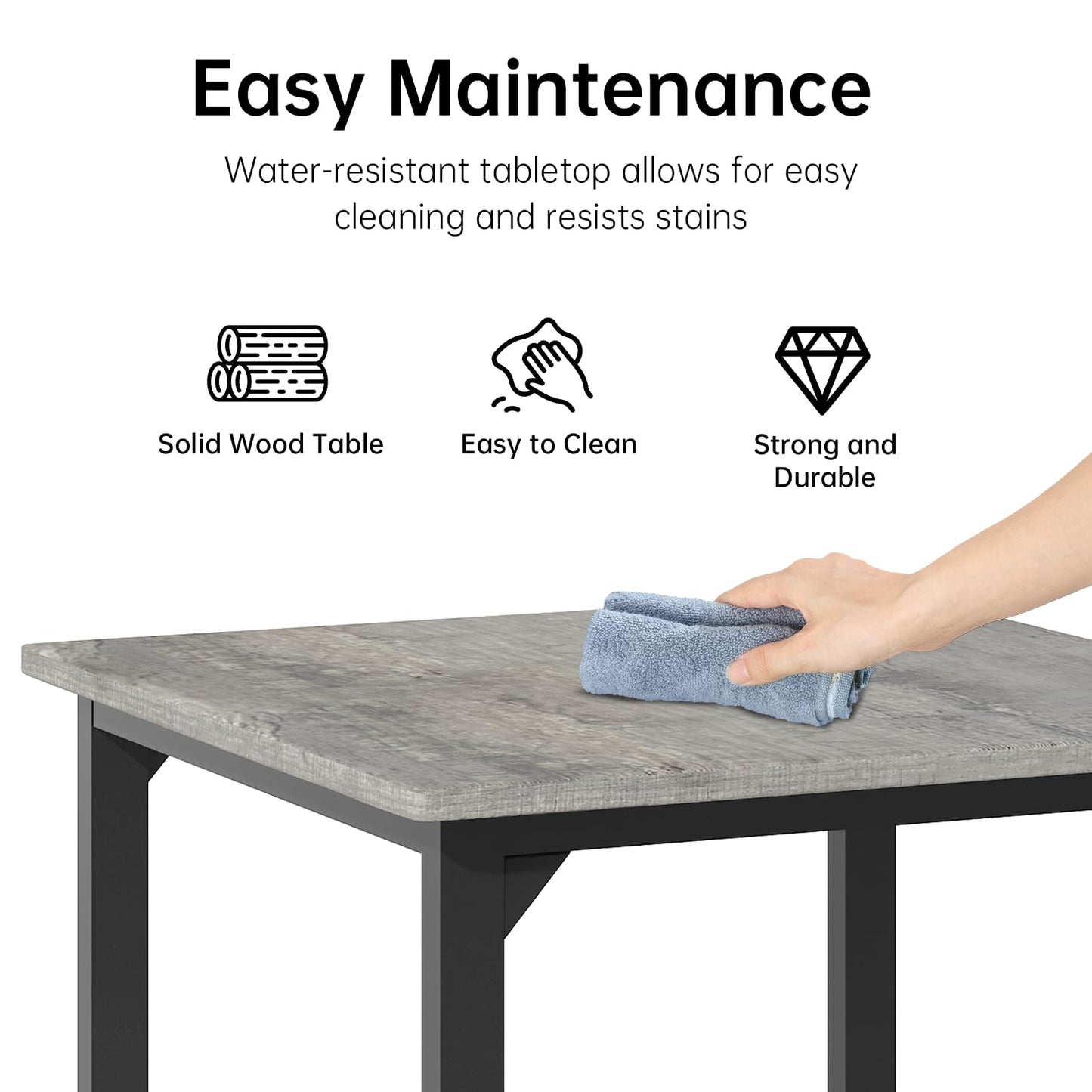 AWQM 5-Piece Dining Table Set, Dining Table Set for 4, Counter Height Table & 4 Bar Stools, Modern Kitchen Dining Set, with Upholstered Chairs, Compact Dining Set for Small Spaces, Gray