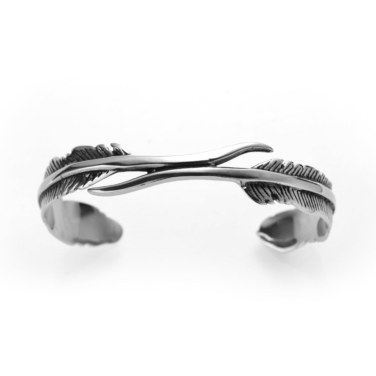 Baoaichi Handmade Vintage Feather Cuff Bracelet For Men & Women, Adjustable Stainless Steel Bangle Bracelet, Unisex Boho Feather Cuff Bracelet, Punk Bracelets, Mens Birthday & Christmas Gifts