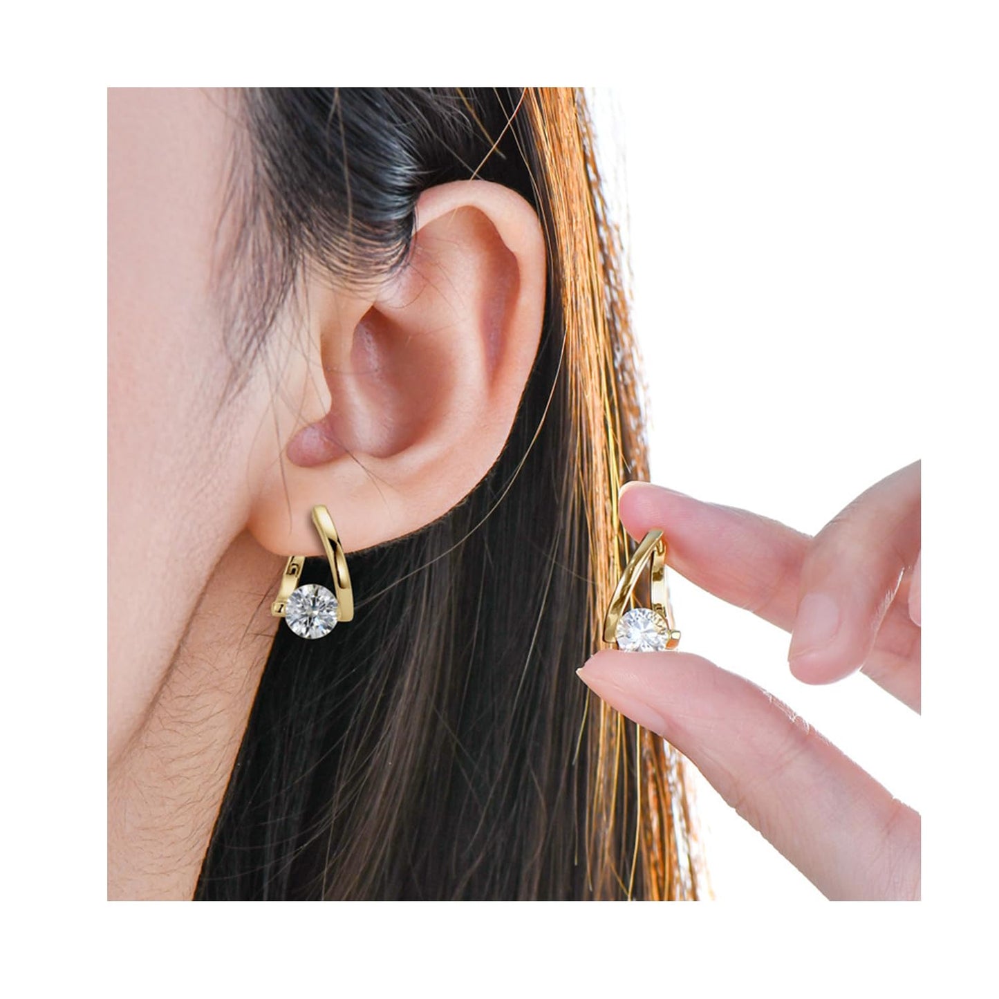 Halolux Lymphvity Germanium Earrings - Dainty CZ Zircon Acupressure Earrings for Lymphatic Drainage Gifts (Gold)