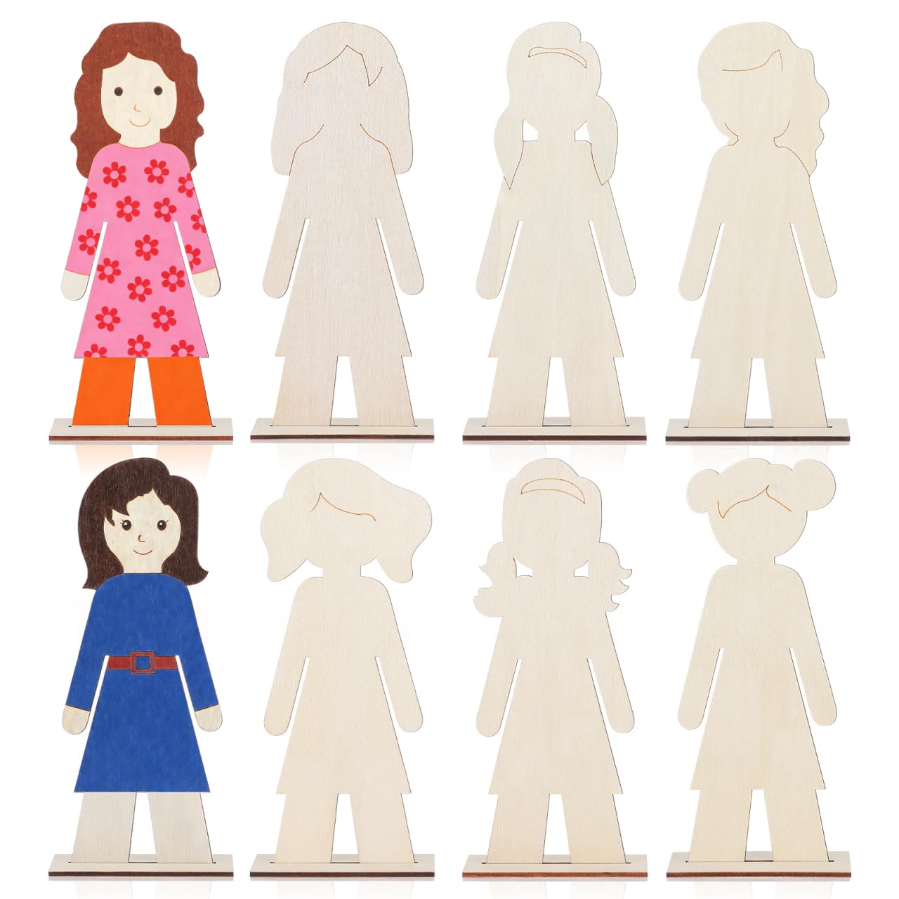 NUOBESTY 20Pcs Unfinished Wood Cutouts Painted Wooden People Shapes DIY Craft Supplies Basswood Slices for Painting Home Decor Wedding and Party Decorations