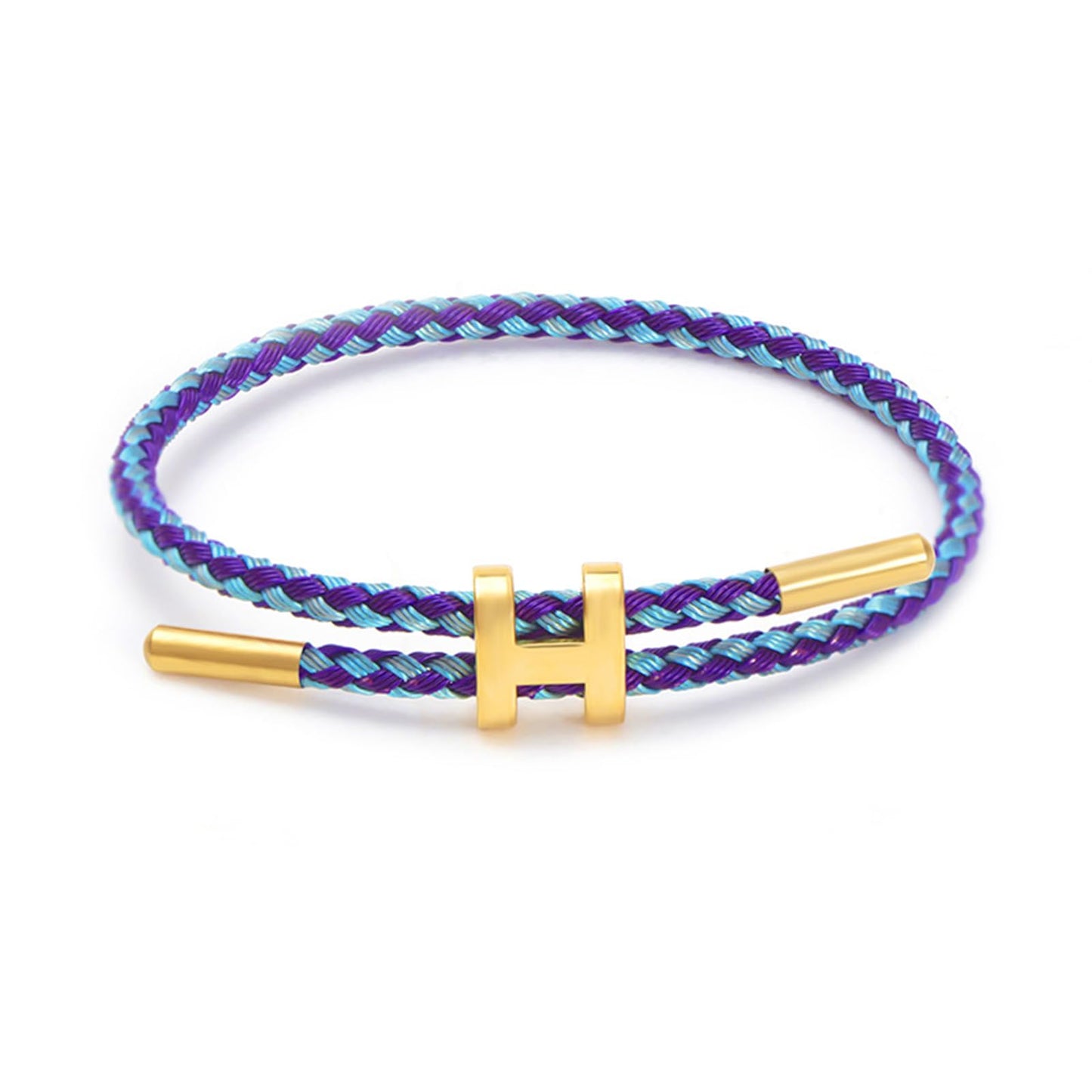 PPbuky Steel Bracelet Link, Adjustable H-shape Wire Rope Bracelet, Lucky Jewelry with Titanium Buckle for Birthday, Valentine's, Graduation, Fashion Gift for Women, Men, Lovers, Friends, Blue Purple