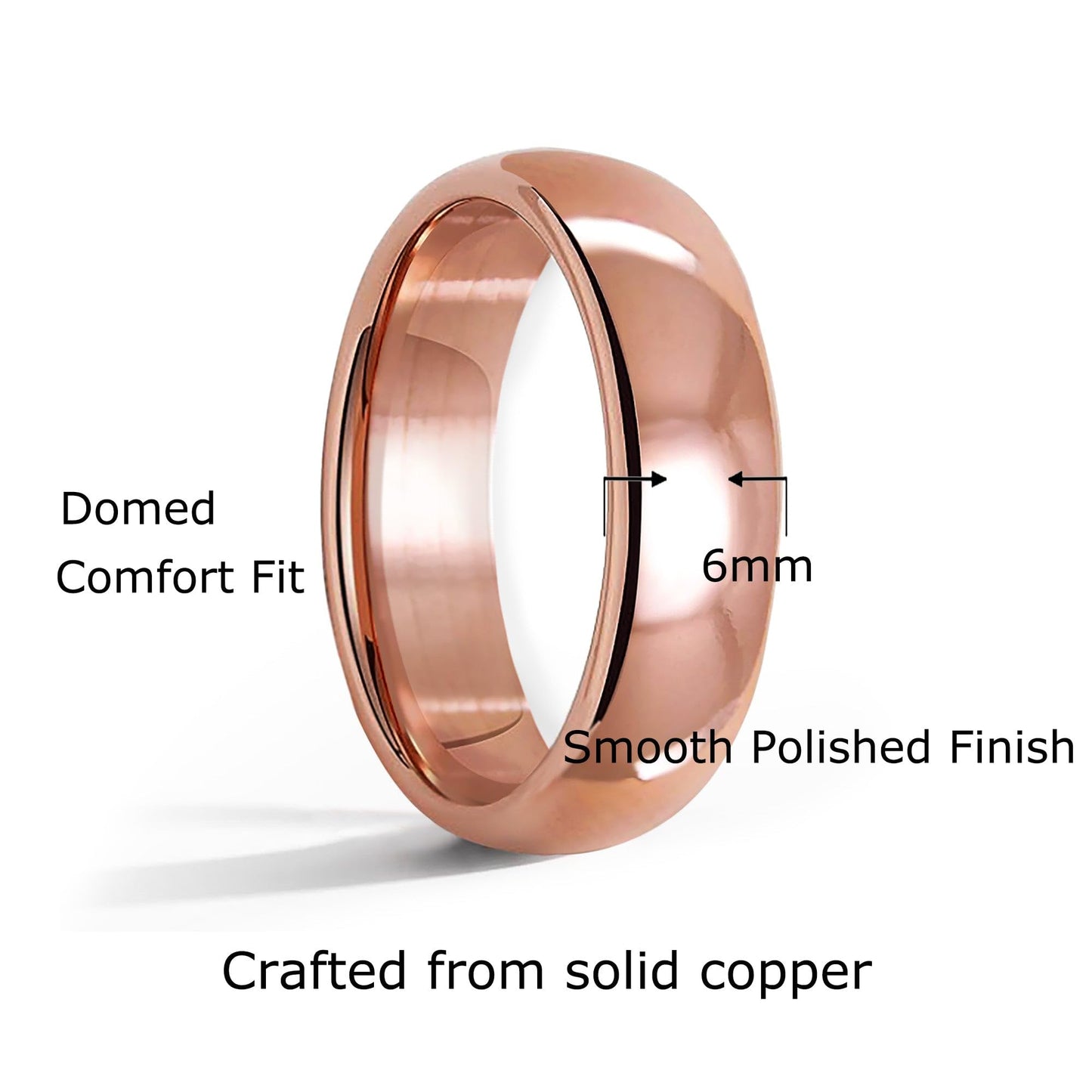 IVY & BAUBLE Pure Uncoated Solid Copper Ring for Men & Women — Lab-Tested, Raw Authentic Copper Band, Wellness Jewelry, Crafted in USA, 6mm, Size 13