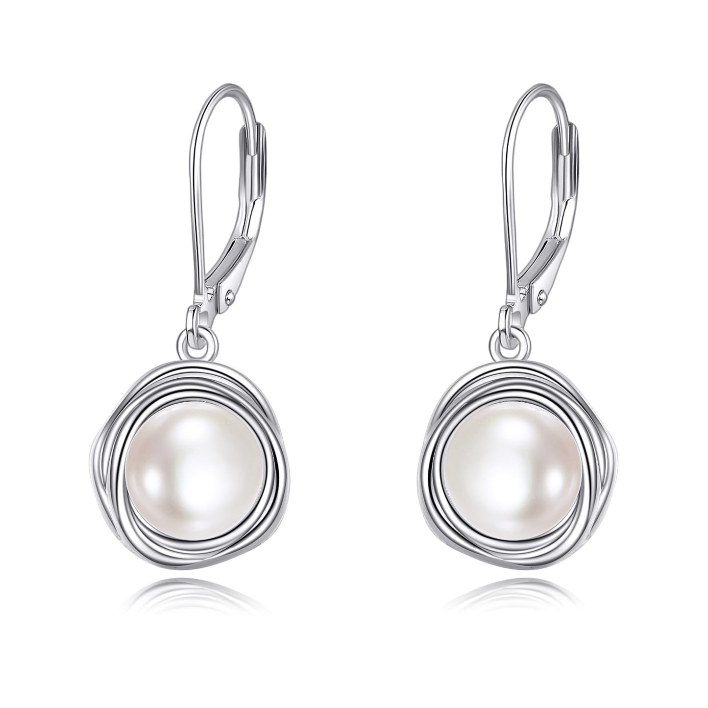 POPLYKE Fresh Water Pearl Dangle Earrings 925 Sterling Silver Pearl Leverback Earrings for Women Mother's Jewelry Gifts Birthday Hypoallergenic