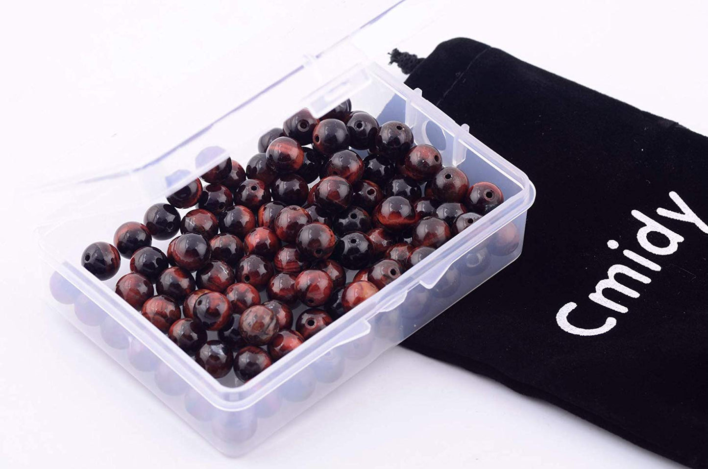 Natural Stone Beads 100pcs 10mm Red Tiger Eye Round Genuine Real Stone Beading Loose Gemstone Hole Size 1mm DIY Charm Smooth Beads for Bracelet Necklace Earrings Jewelry Making (Red Tiger Eye,10mm)