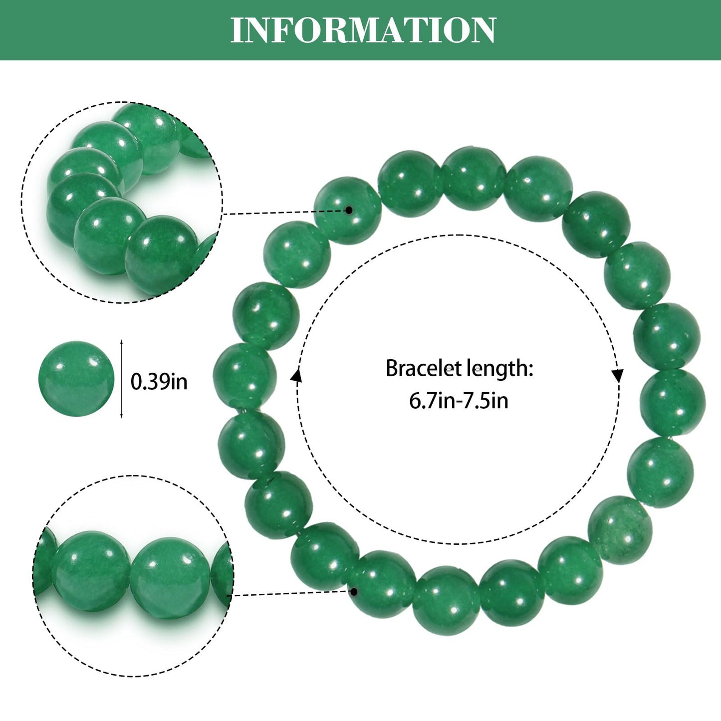 VDKIDKT Chakra Healing Bracelet 10mm Natural Emerald Bead Bracelet for Women Men, Gift for Mother's Day, Heart Chakra Green Crystal Spiritual Healing Bracelet (Emerald)