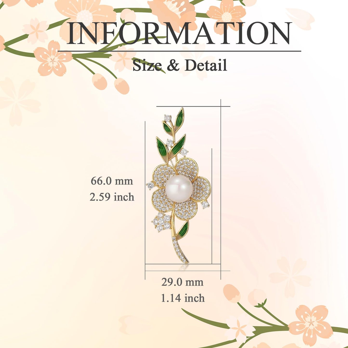 EMEGCY Pearl Flower Brooch for Women Flower Blossom Brooch Pin 18K Gold-plated Floral Lapel Pin Rhinestone Floral Jewelry Gift for Wife Mom Valentine's Day Mother's Day Birthday Cahistmas