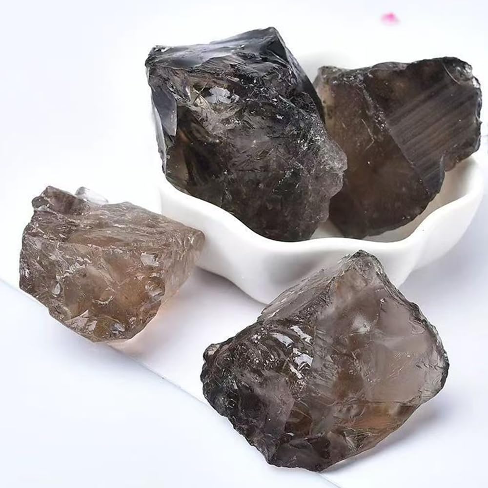 2PCS Natural Raw Stone Healing Crystals Bulk Healing Gemstones for Reiki Tumbling Fountain Rocks Meditation Garden Home Decor (Smoky Quartz)