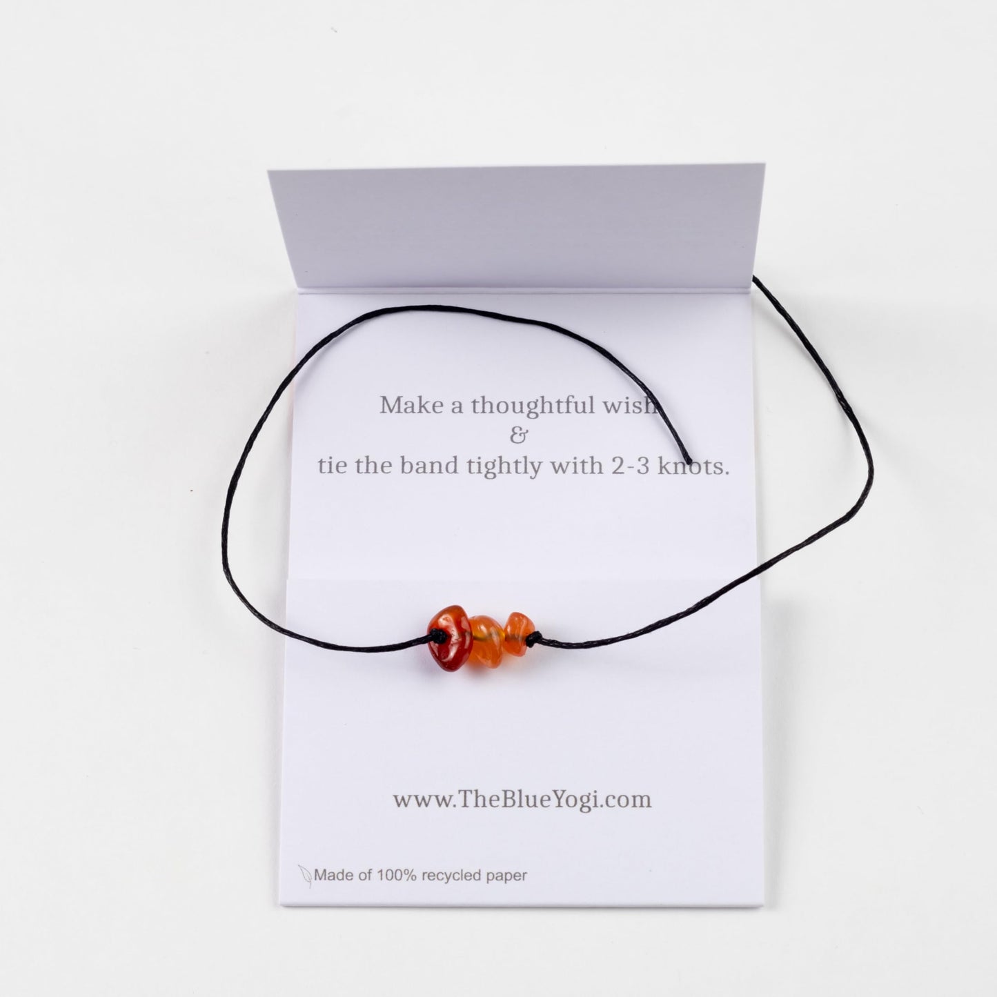 The Blue Yogi Carnelian Healing Crystal Bracelet Anklet 2-in-1 Adjustable Tie Closure Natural Stone Protection Jewelry with Affirmation Card