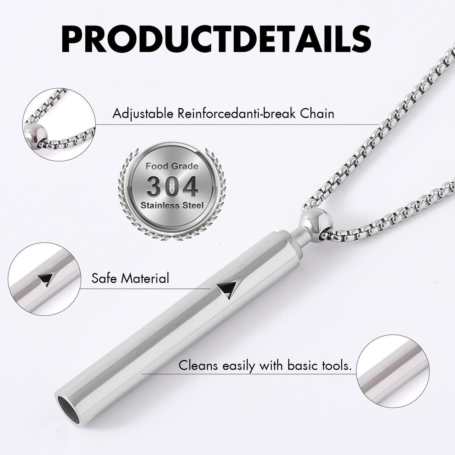 AD ADASTONE Breathing Necklace for Anxiety Relief Breathlink Anti Smoking Necklace Stop Smoking Aids Quit Vaping Tools for Smoking Cessation Fum Vaporless Inhaler for Natural Calm Stress Relief