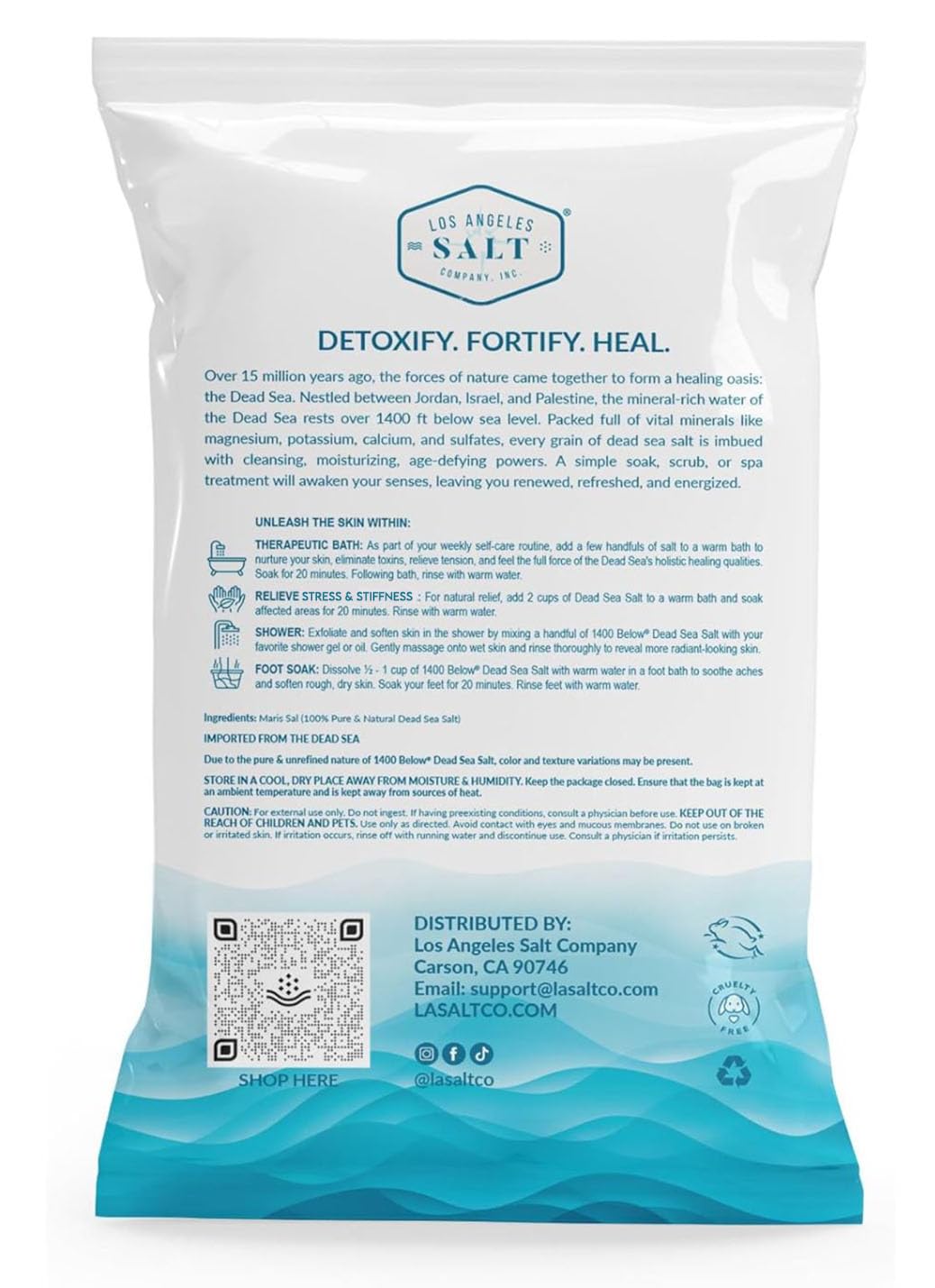 LA Salt Co.'s 100% Pure and Natural Dead Sea Salt Bulk 55 lb Bag, Fine Grain