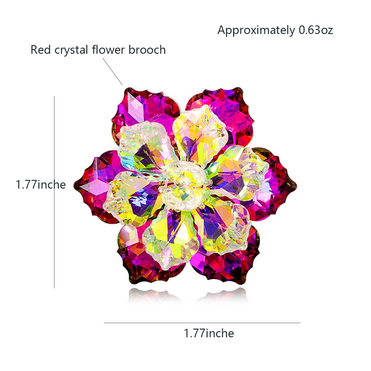Rhinestone Sunflower Brooch Pin for Women Red Black Purple Large Flower Broochs Snowflake Brooch Marquise Wreath Brooches Jewelry