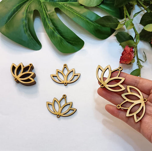30pcs of Lotus Shape Cutout Wood Earrings Blanks,DIY Unfinished Laser Cut Crafts,Wood Jewelry Accessories (2'')