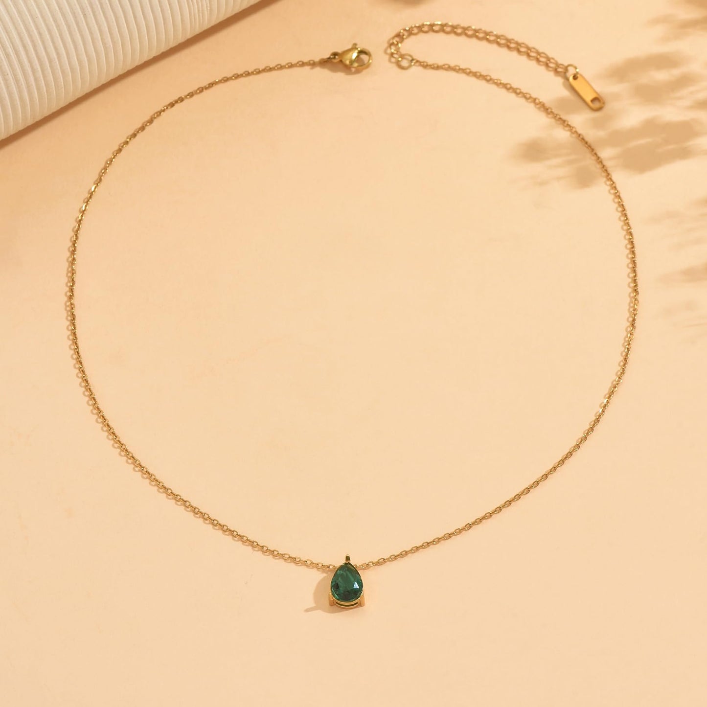 Jewigo Cubic Zirconia Necklaces for Women 18K Gold Plated Tear drop Necklace Dainty Layered CZ Lariat Diamond Necklace