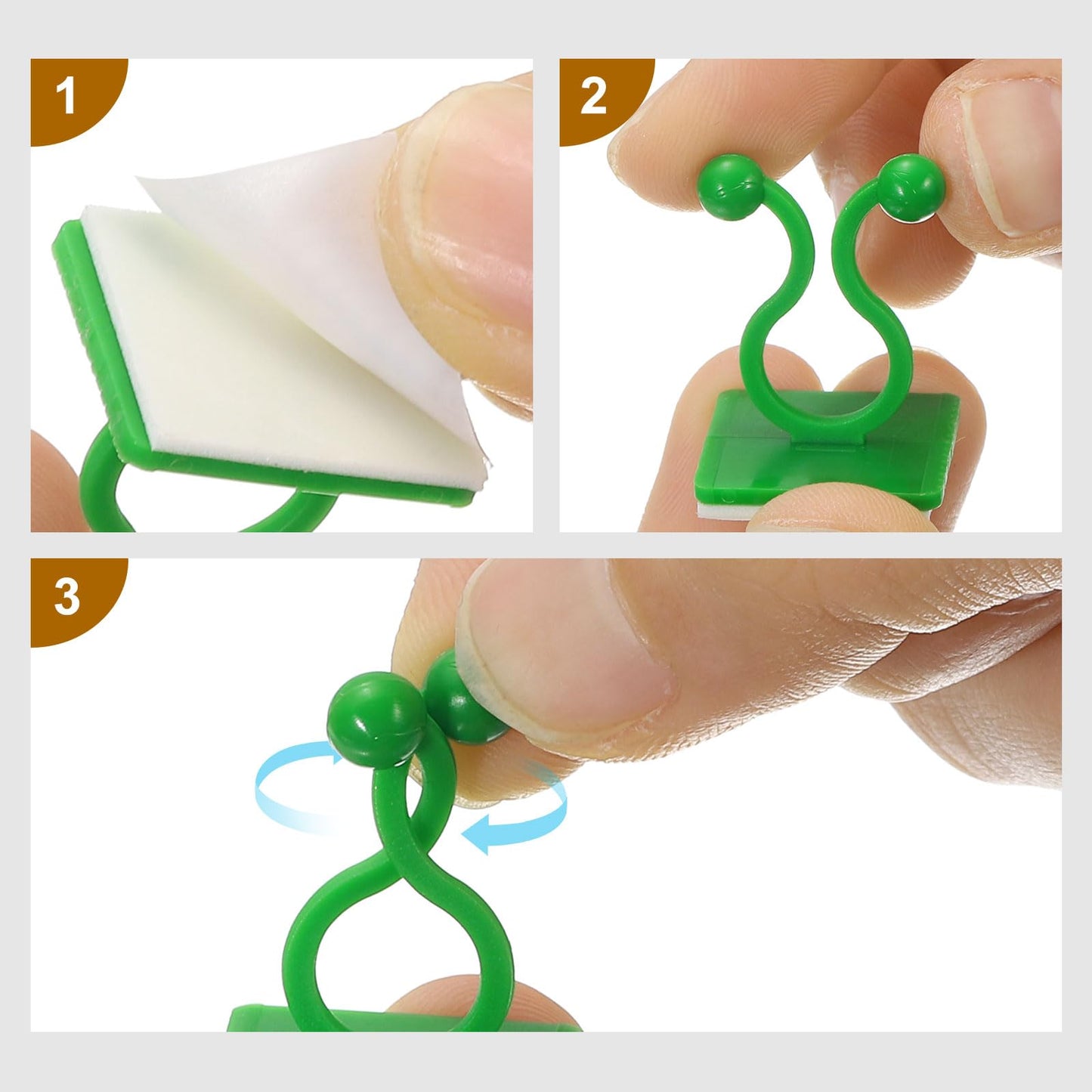 uxcell 100Pcs Plant Climbing Wall Fixture Clips, Plant Fixer Self-Adhesive Hooks Wire Fixing Supporting for Indoor Outdoor Decoration and Cable Wire Fixing (Green, 7.2mm/0.28")