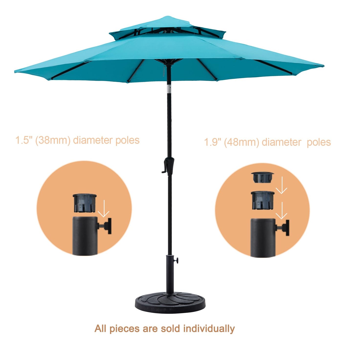 C-Hopetree 40 lb Round Heavy Duty Round Base Stand for Outdoor Patio Market Table Umbrella, Black