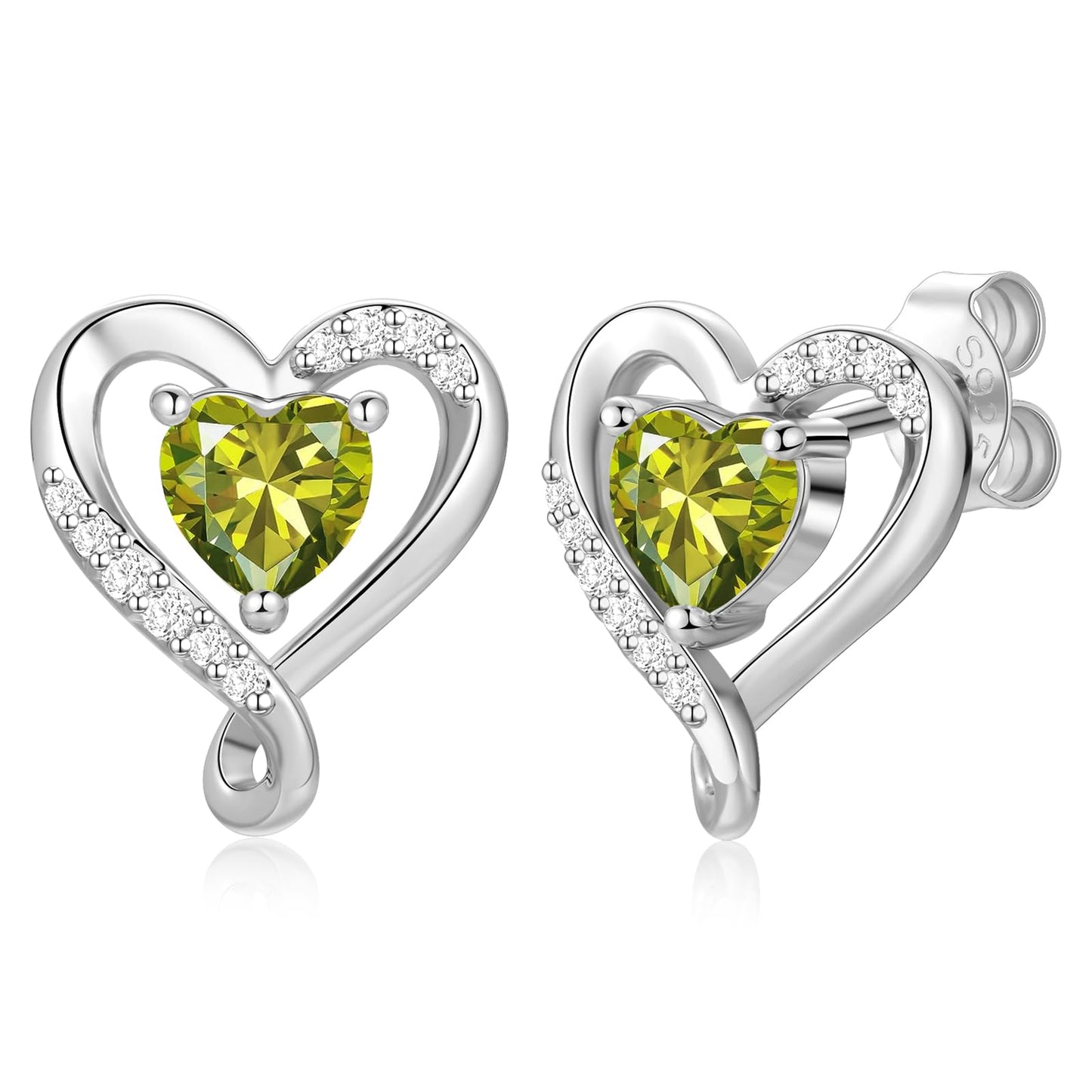 Zifeel Earrings for Women, 925 Sterling Silver Birthstone Heart Studs Earring for Girlfriend Wife, Anniversary Birthday Christmas Valentines Mother’s Day Gifts Jewelry for Women Wife Her Mom