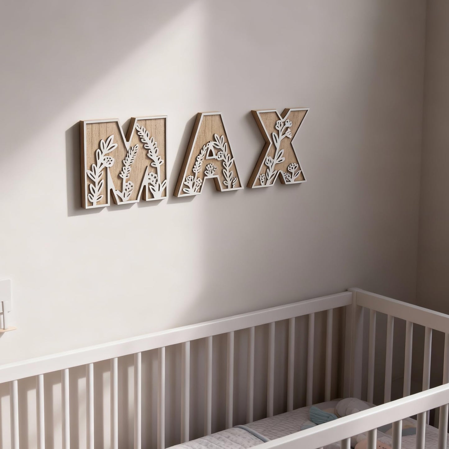 caiydramy 3D Layered Floral Wooden Letters for Wall Decor, 4.9" Name Sign for Nursery, Wood Alphabet Letter A Boho Wildflower Girls Kids Room Initials for Table Shelf Home Decorations