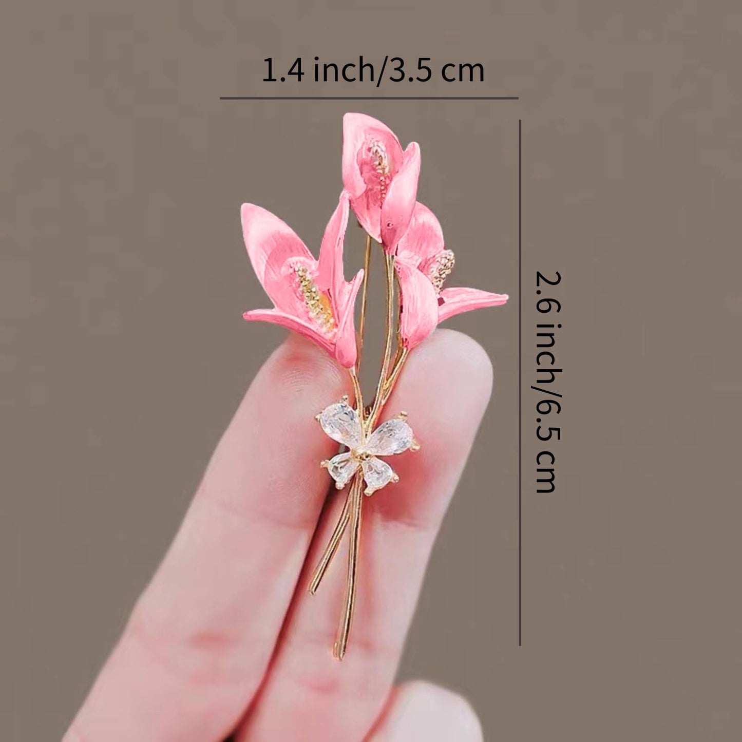 Elegant Flower Brooch for Women, Vintage Premium Enamel Boutonniere, Coat and Suit Pendant Necklace, Jasmine Magnolia Lily Osmanthus Designs (Lily)