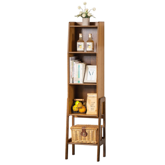 SOBIBO 4 Tier Bamboo Bookcase, Classical Modern Bookshelf, Dispaly Shelves, Bamboo Wood Organizer Book Shelf for Living Room Home Office-Walnut, Large