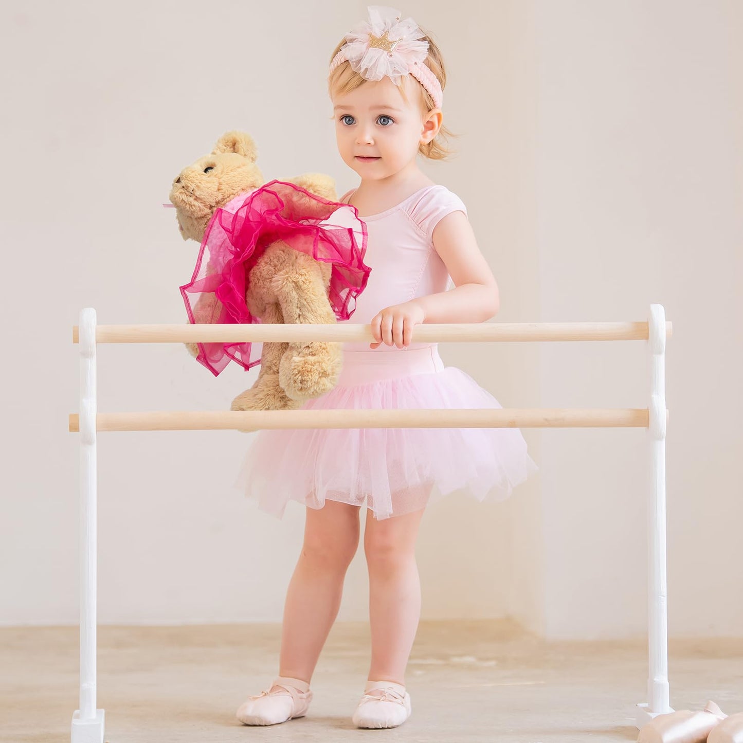 WENMOTDY Ballerina Teddy Bear Stuffed Animal Cute Plush Bear in Tutu Skirt Birthday Dance Recital Gifts for Girls Kids 21’’ Pink