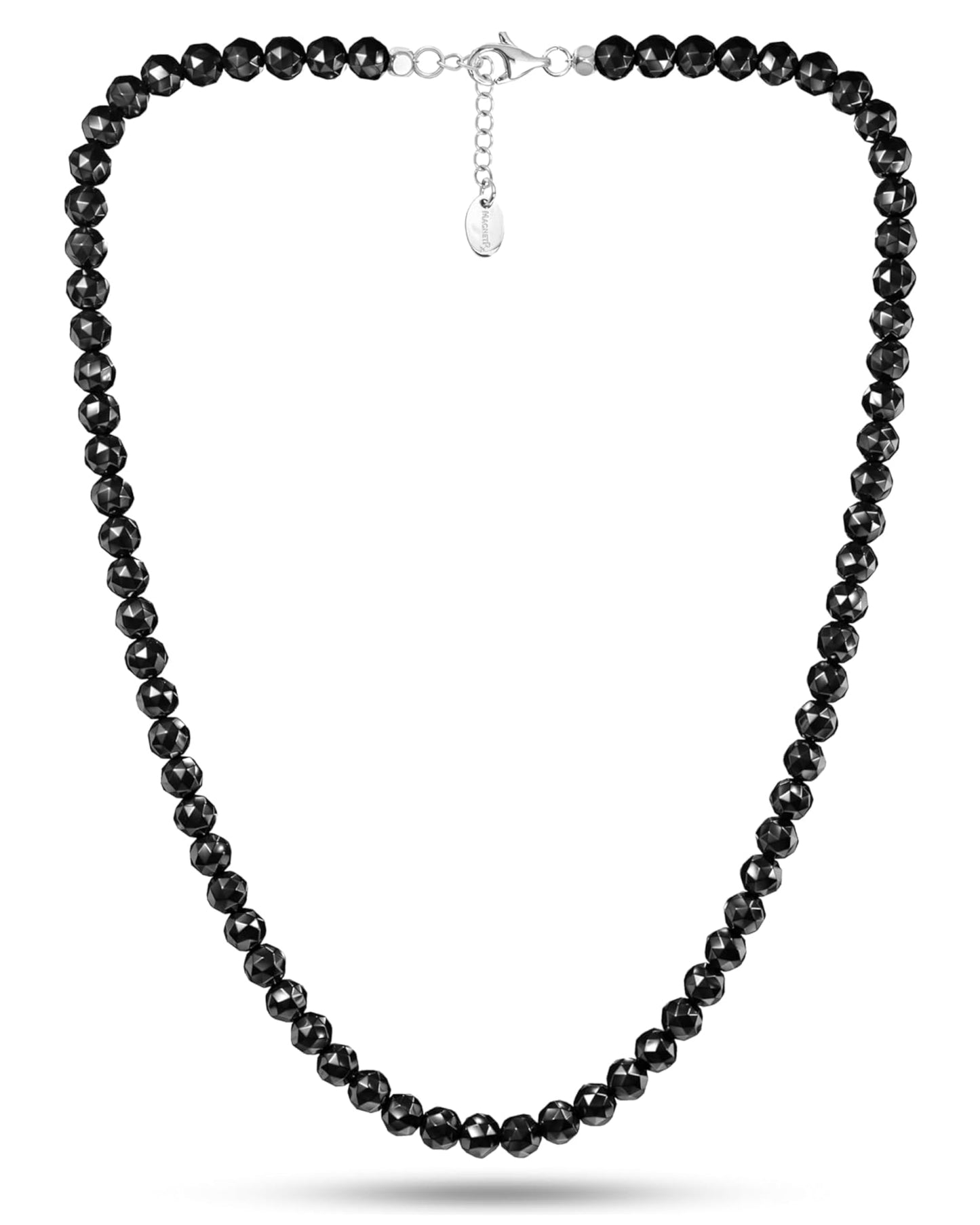 MagnetRX® Magnetic Hematite Necklace – Ultra Strength Hematite Stones – Unisex Beaded Necklace for Women and Men (6mm Faceted Beads)
