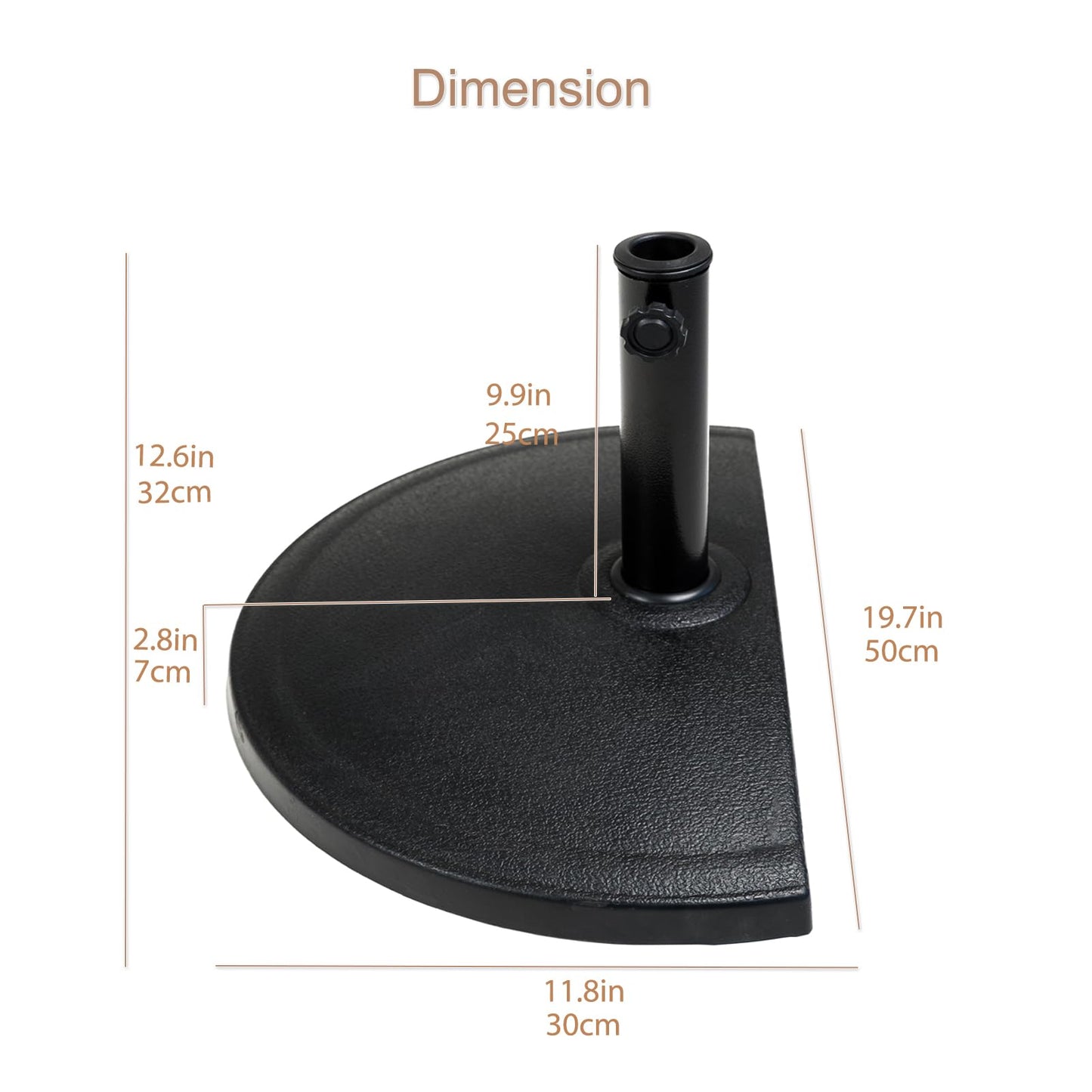 C-Hopetree 33 lb Half Round Heavy Duty Base Stand Weight for Outdoor Patio Market Umbrella, Black